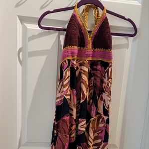 Brand Mossimo maxi boho peasant dress size medium crotche halter top mul…